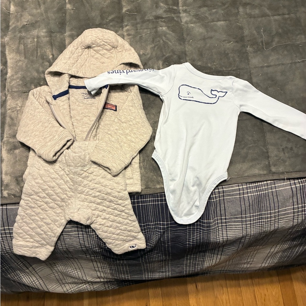Vineyard Vines Cream Quilted Bodysuit Set
